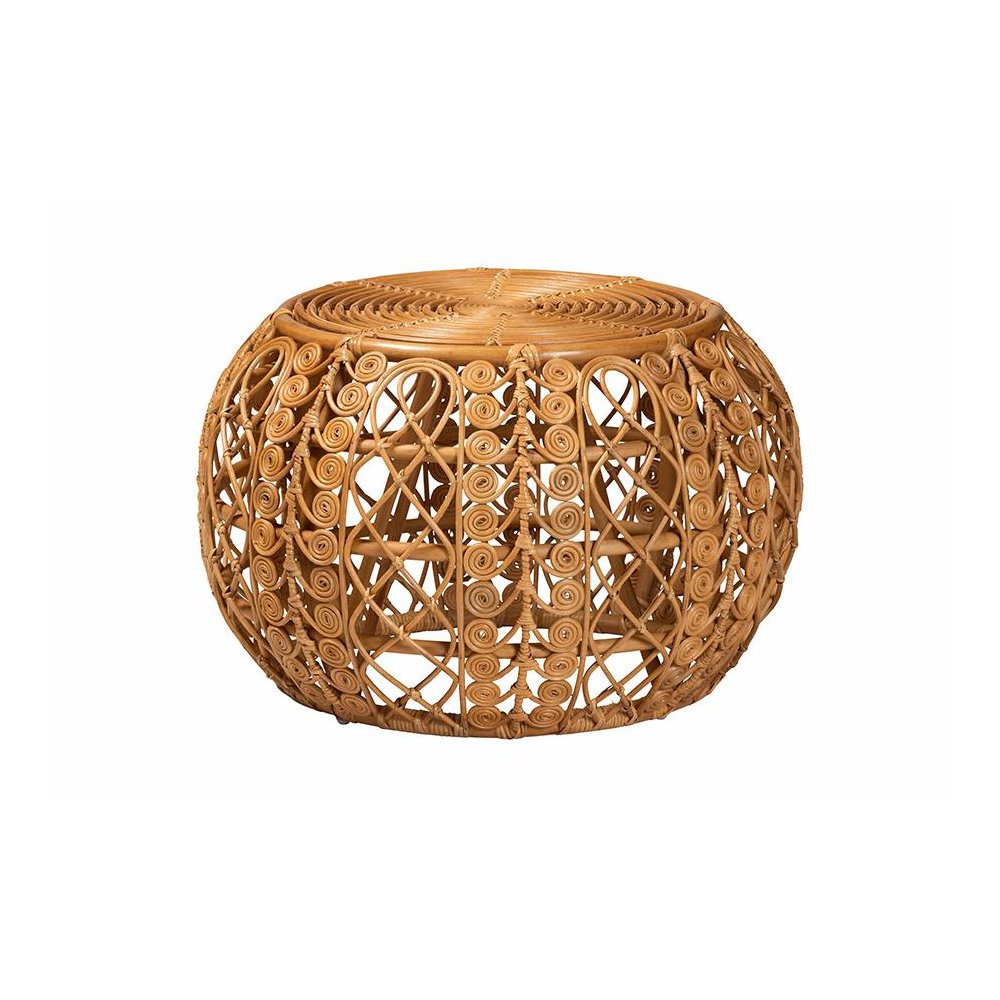 bali & pari Tiramisu Modern Bohemian Natural Brown Rattan Coffee Table. Picture 1