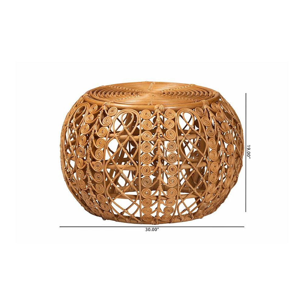 bali & pari Tiramisu Modern Bohemian Natural Brown Rattan Coffee Table. Picture 8