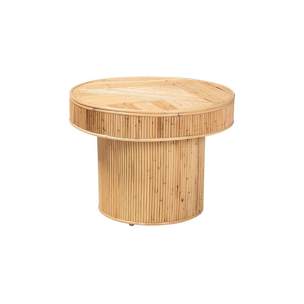 Iryna Modern Bohemian Natural Rattan End Table. Picture 1