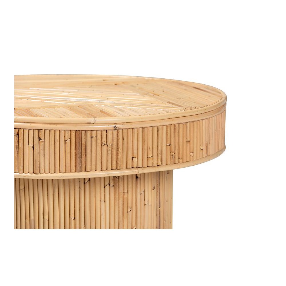 Iryna Modern Bohemian Natural Rattan End Table. Picture 2