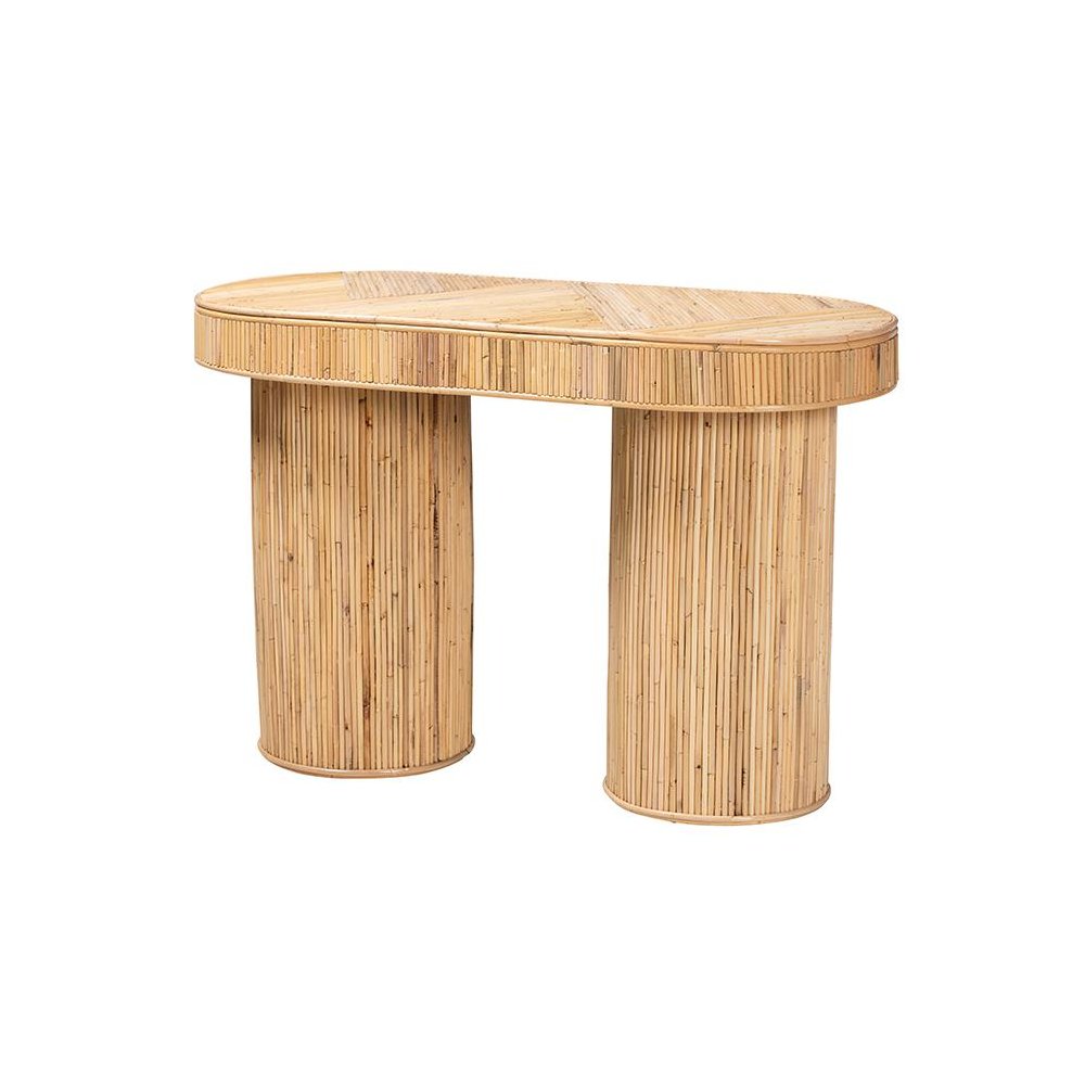 Iryna Modern Bohemian Natural Rattan Console Table. Picture 1