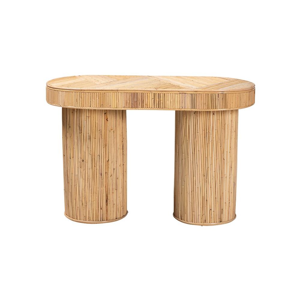 Iryna Modern Bohemian Natural Rattan Console Table. Picture 2
