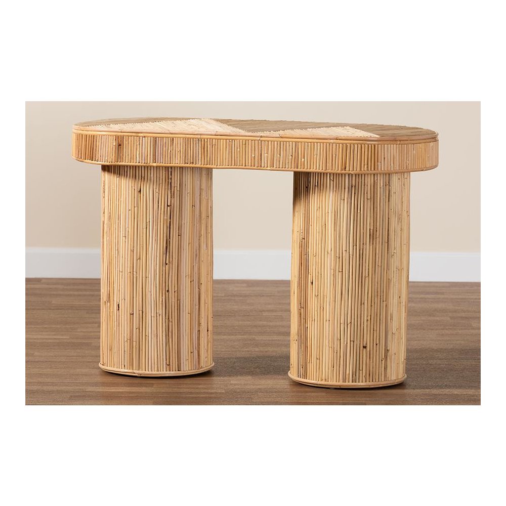 Iryna Modern Bohemian Natural Rattan Console Table. Picture 8