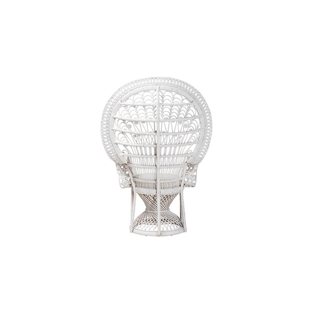 Kallima Modern Bohemian White Natural Rattan Peacock Chair. Picture 4