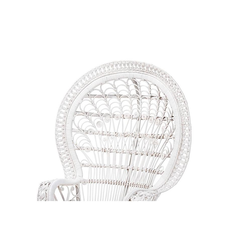 Kallima Modern Bohemian White Natural Rattan Peacock Chair. Picture 5