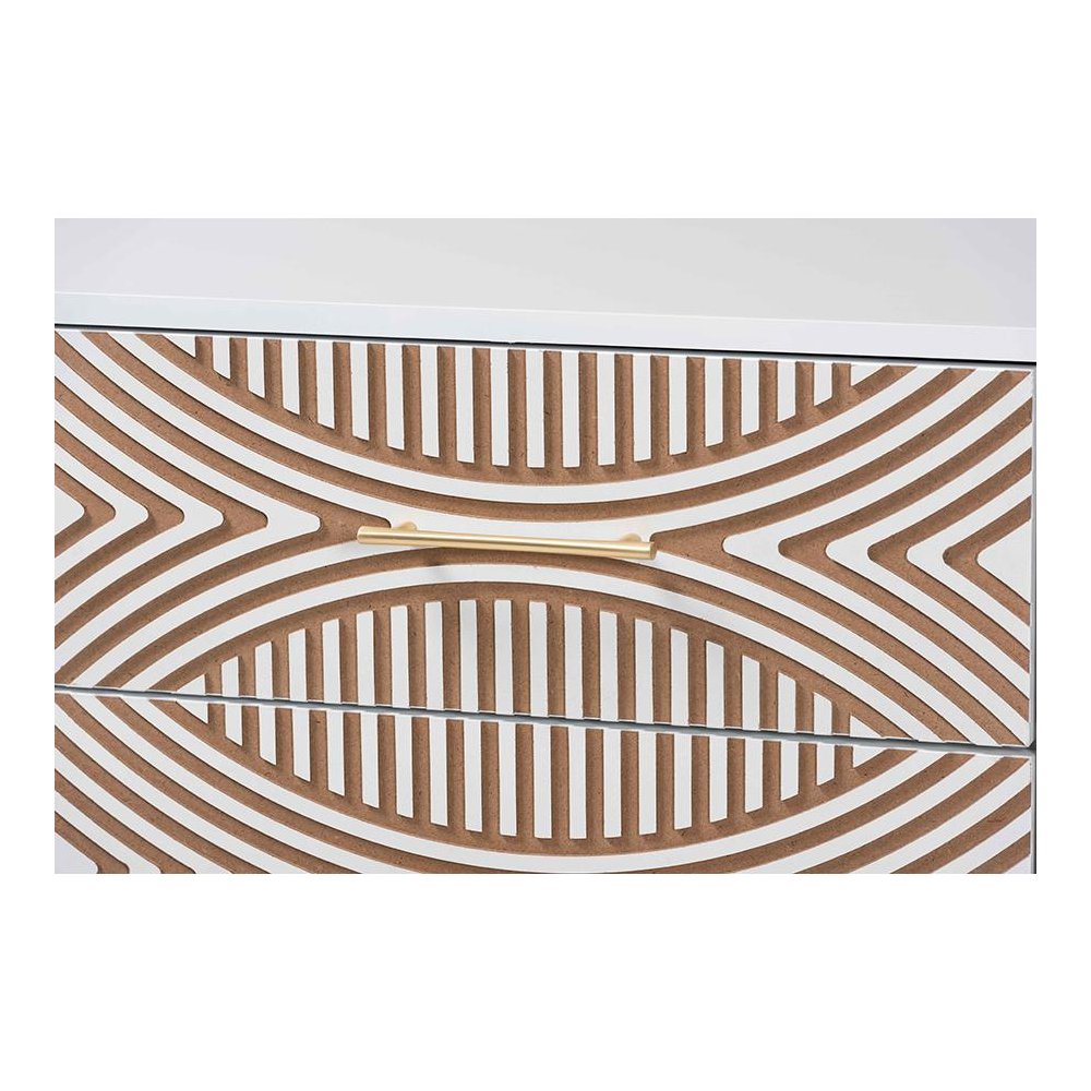 Louetta Coastal White Carved Contrasting 6-Drawer Dresser. Picture 5