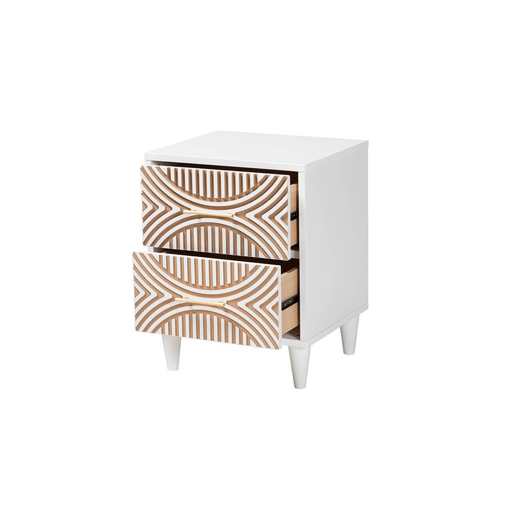Baxton Studio Louetta Carved Contrasting Nightstand. Picture 2