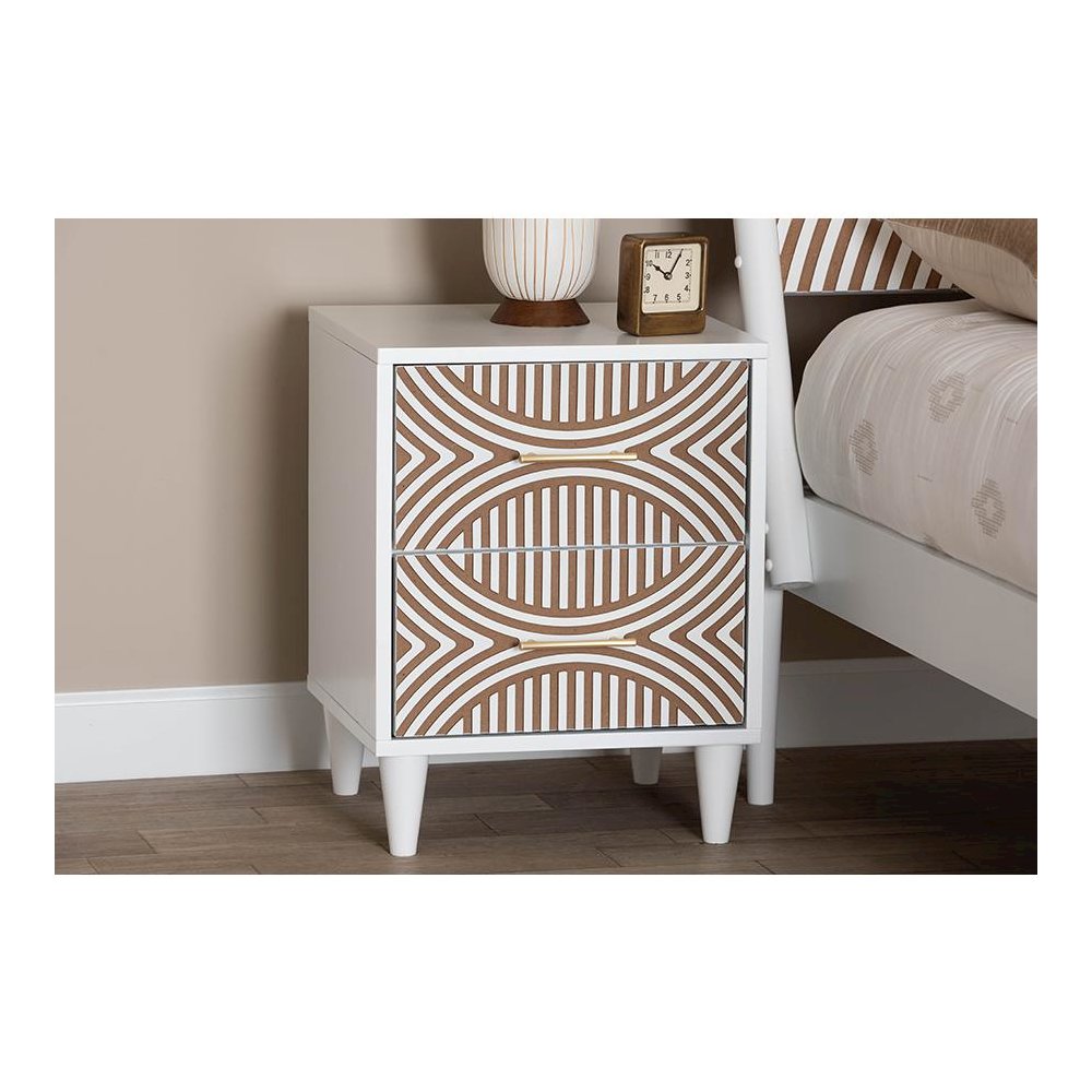 Baxton Studio Louetta Carved Contrasting Nightstand. Picture 7