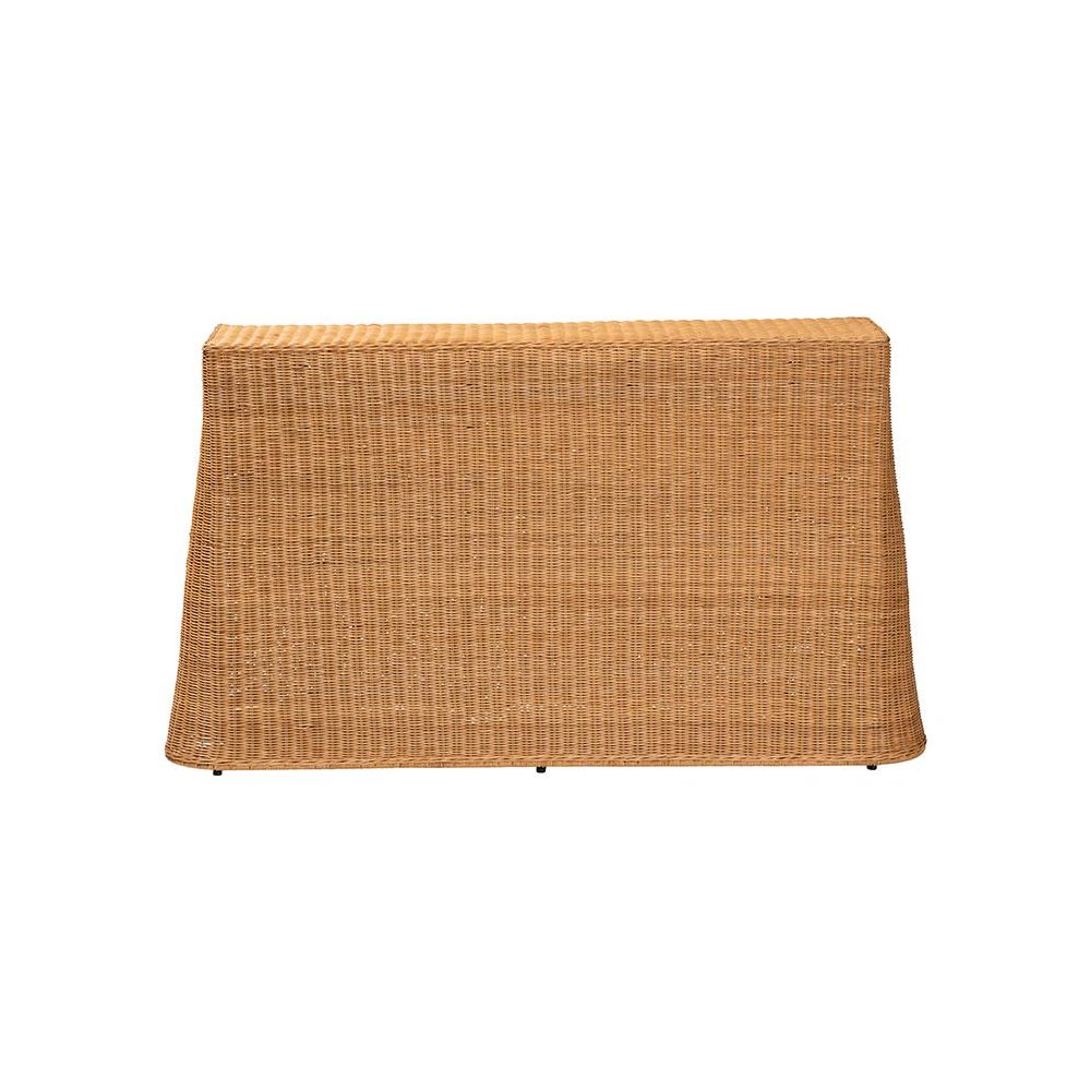 Palm Bohemian Honey Scallop Rattan Console Table. Picture 4