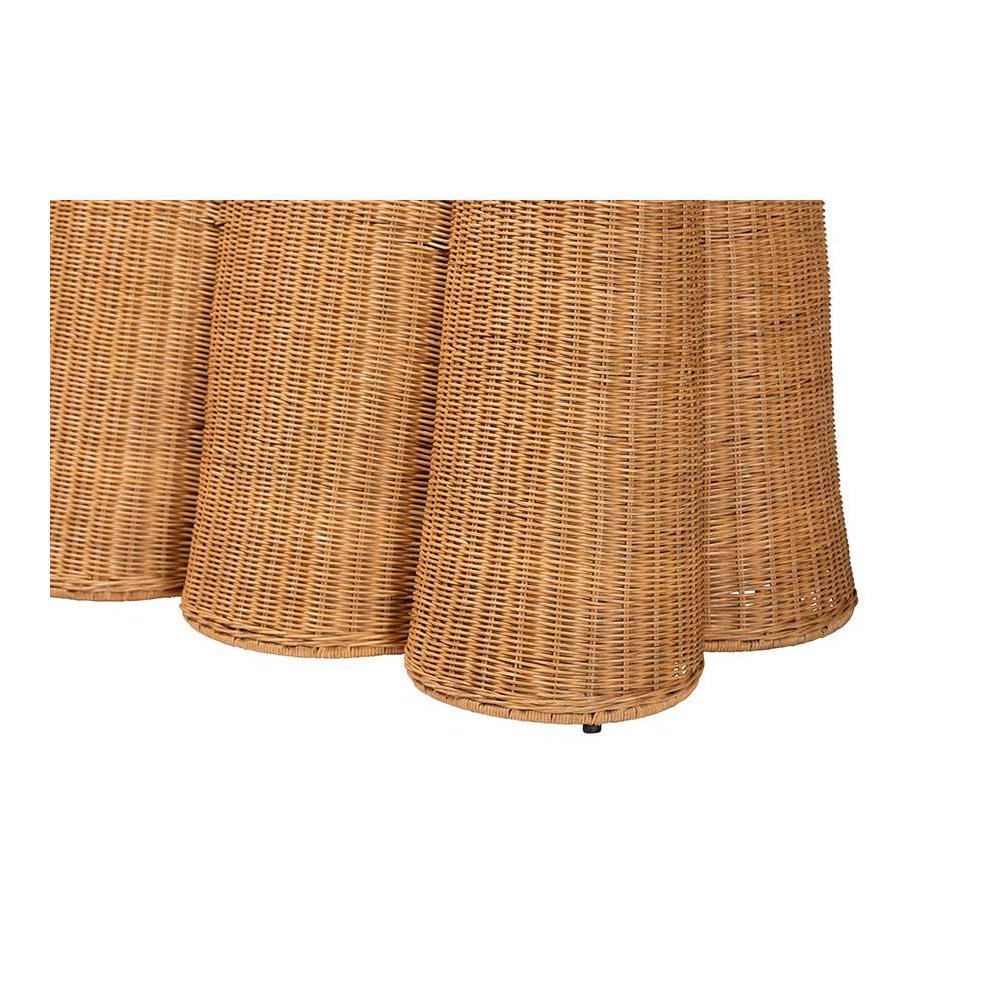 Palm Bohemian Honey Scallop Rattan Console Table. Picture 5