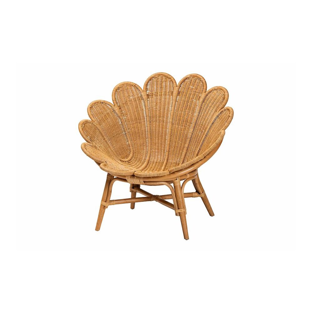 Blossom Bohemian Honey Rattan Accent Flower Chair. Picture 1