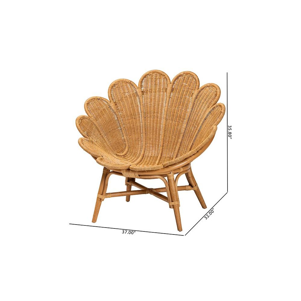 Blossom Bohemian Honey Rattan Accent Flower Chair. Picture 10