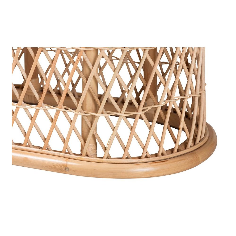 Ladonna Bohemian Natural Rattan Ottoman Footstool. Picture 5