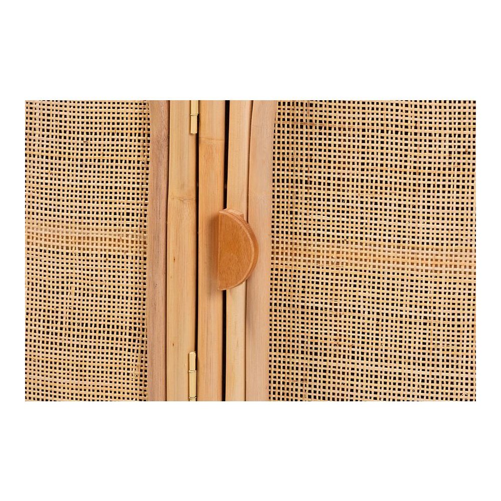 Evania Bohemian Natural Rattan 3-Door Storage Cabinet. Picture 5