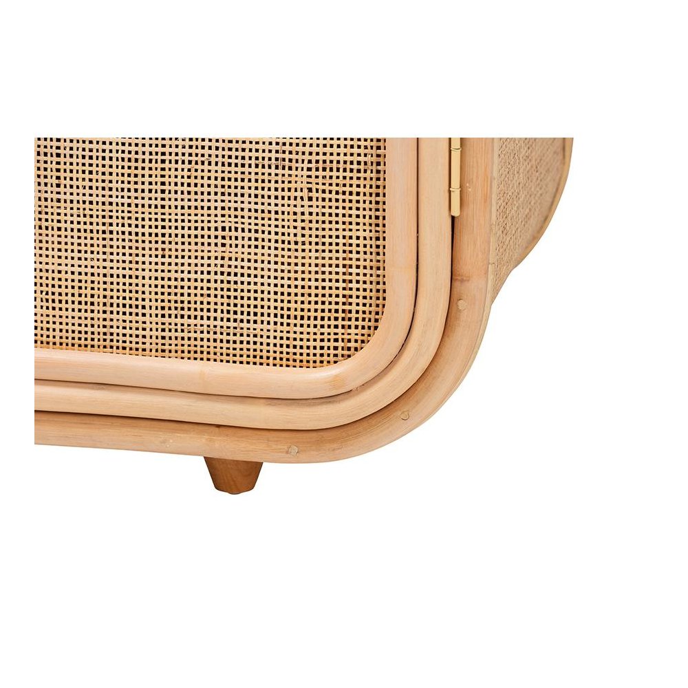 Evania Bohemian Natural Rattan 3-Door Storage Cabinet. Picture 6