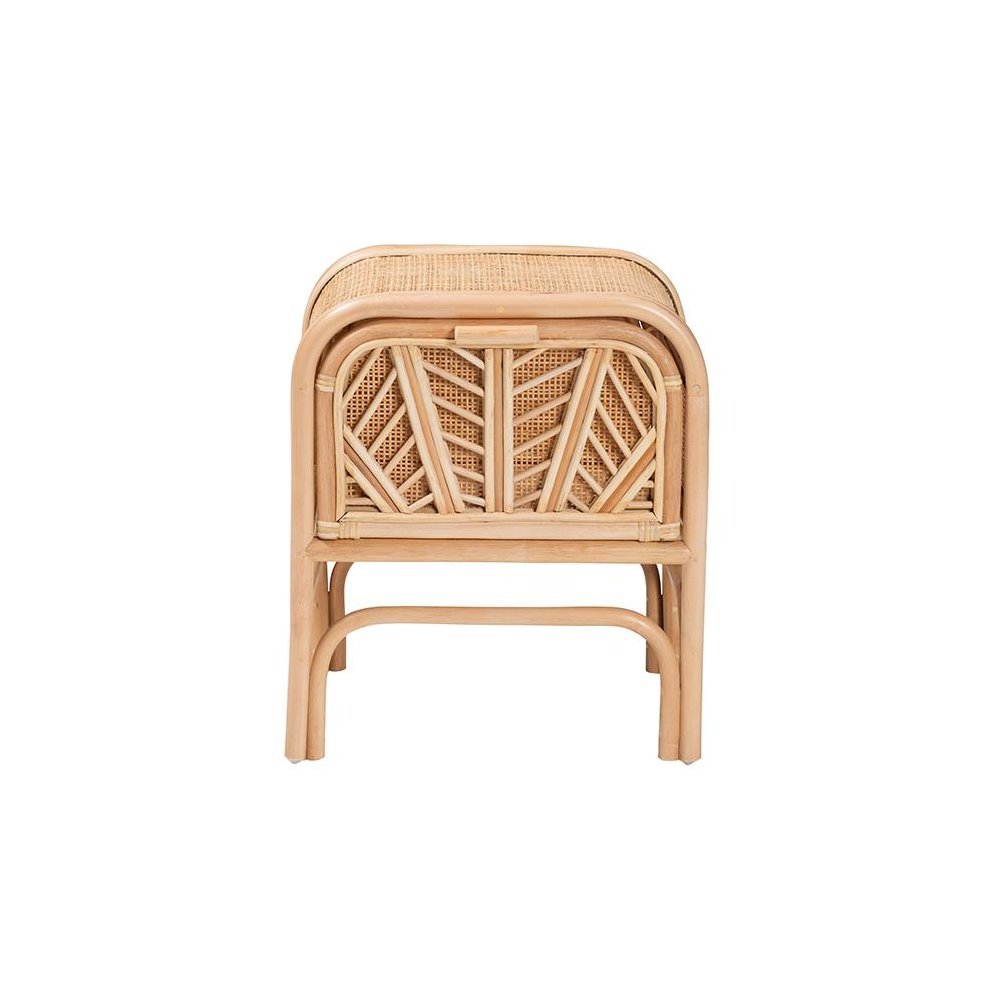 Carabella Bohemian Natural Rattan 1-Drawer Nightstand. Picture 3
