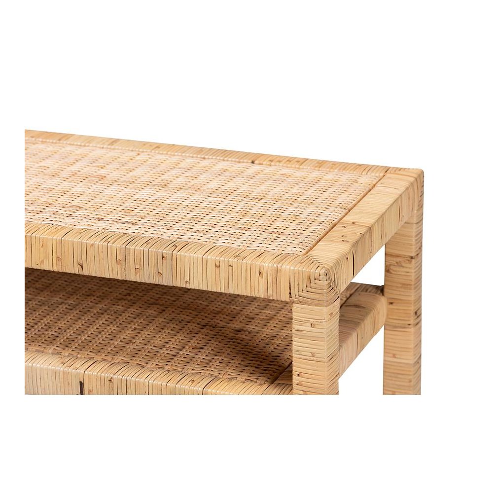 Kalimantan Bohemian Light Honey Rattan and Acacia Wood Console Table. Picture 4