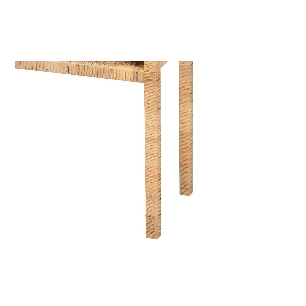 Kalimantan Bohemian Light Honey Rattan and Acacia Wood Console Table. Picture 5