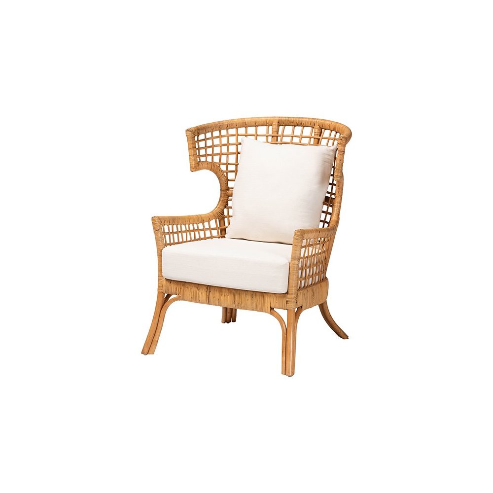 bali & pari Regina Bohemian Light Honey Rattan Arm Chair. Picture 1