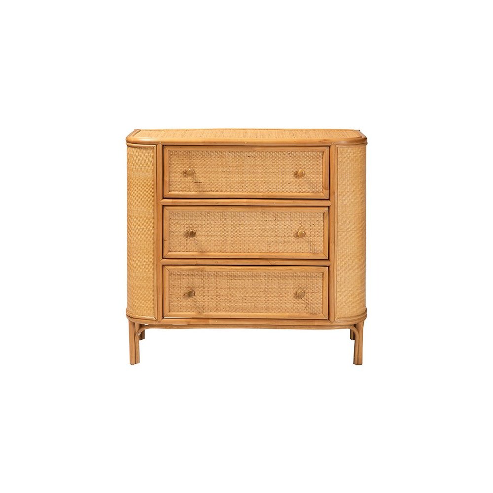 Radenza Bohemian Light Honey Rattan 3-Drawer Storage Cabinet. Picture 3