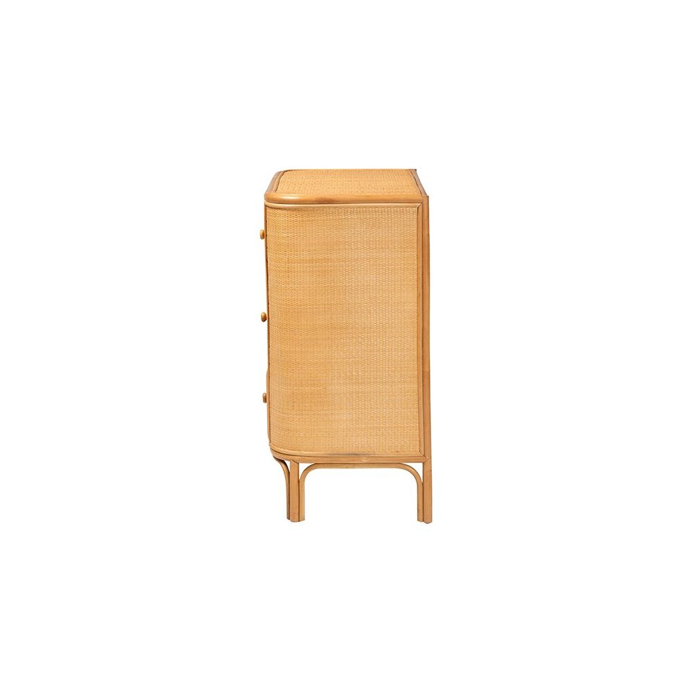 Radenza Bohemian Light Honey Rattan 3-Drawer Storage Cabinet. Picture 4