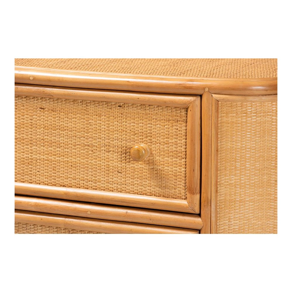 Radenza Bohemian Light Honey Rattan 3-Drawer Storage Cabinet. Picture 6