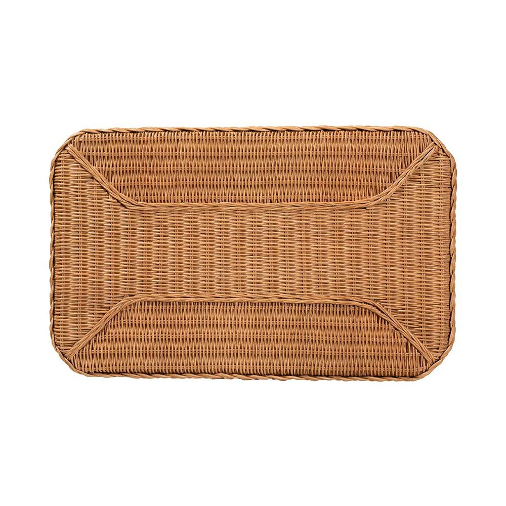 Minahasa Bohemian Light Honey Braided Rattan Side Table. Picture 5