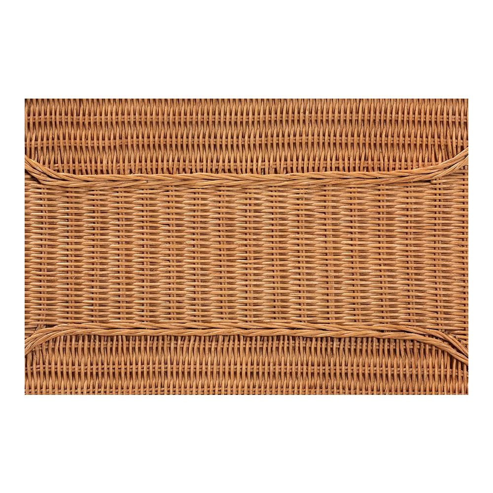 Minahasa Bohemian Light Honey Braided Rattan Side Table. Picture 6