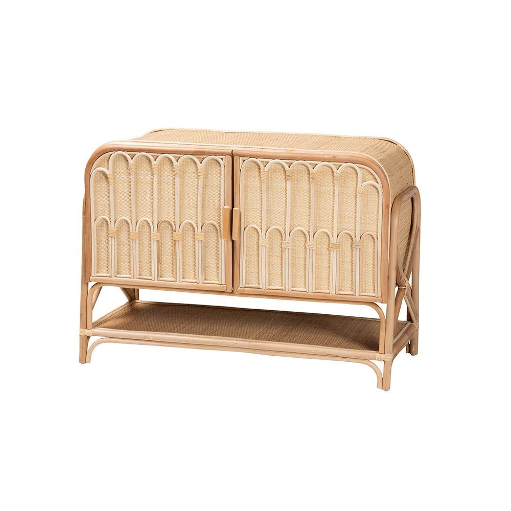 Gitano Bohemian Natural Rattan 2-Door Storage Cabinet. Picture 1