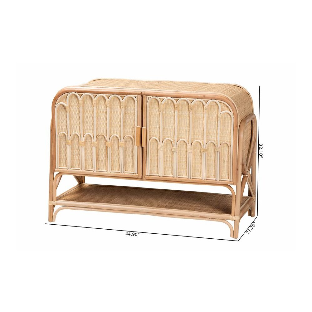Gitano Bohemian Natural Rattan 2-Door Storage Cabinet. Picture 10