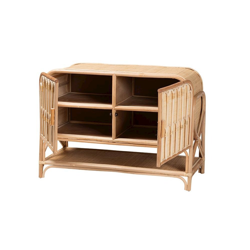 Gitano Bohemian Natural Rattan 2-Door Storage Cabinet. Picture 2