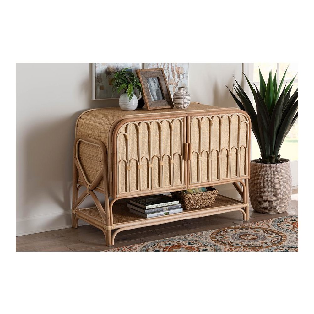 Gitano Bohemian Natural Rattan 2-Door Storage Cabinet. Picture 8