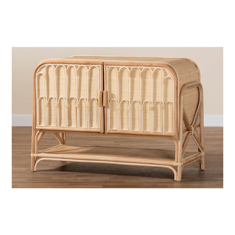 Gitano Bohemian Natural Rattan 2-Door Storage Cabinet. Picture 9