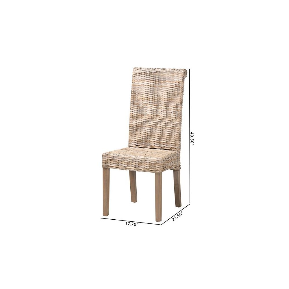 Santiago Bohemian Grey Natural Kubu Rattan and Mango Wood Dining Chair. Picture 10