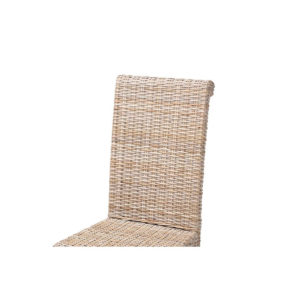 Santiago Bohemian Grey Natural Kubu Rattan and Mango Wood Dining Chair. Picture 5