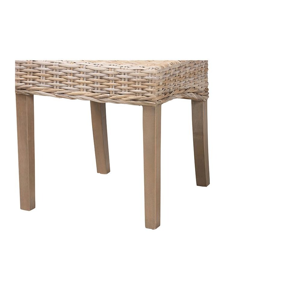 Santiago Bohemian Grey Natural Kubu Rattan and Mango Wood Dining Chair. Picture 6