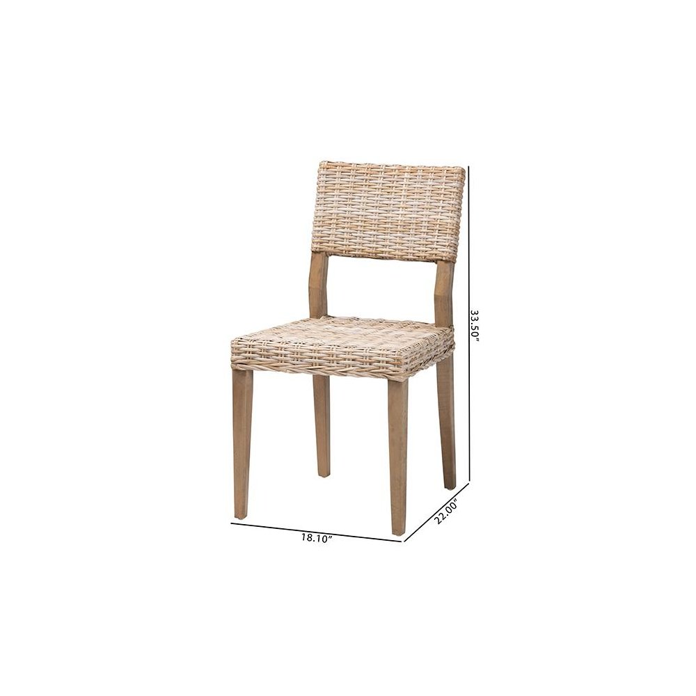 Barossa Bohemian Grey Kubu Rattan and Mahogany Wood Dining Chair. Picture 10