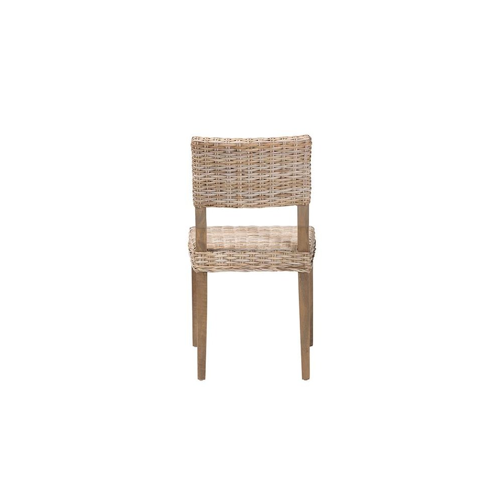 Barossa Bohemian Grey Kubu Rattan and Mahogany Wood Dining Chair. Picture 4