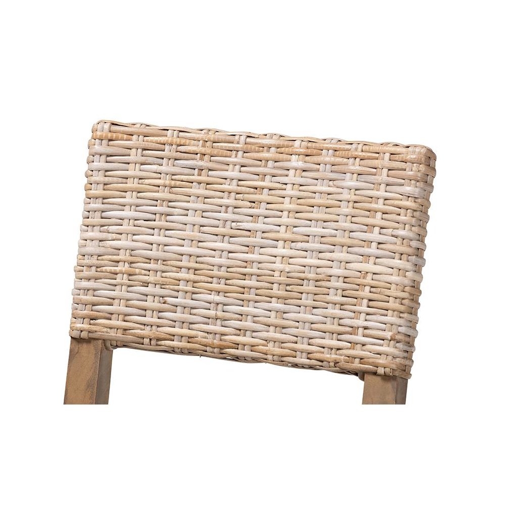 Barossa Bohemian Grey Kubu Rattan and Mahogany Wood Dining Chair. Picture 5
