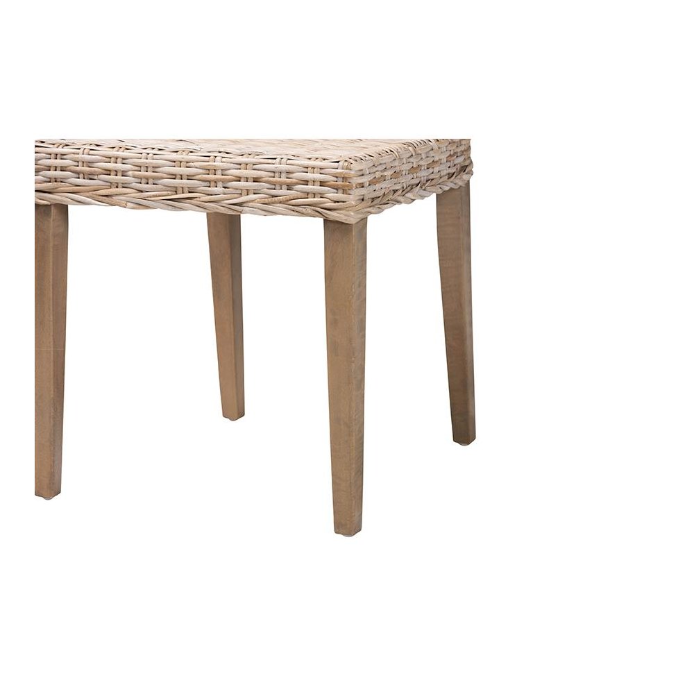 Barossa Bohemian Grey Kubu Rattan and Mahogany Wood Dining Chair. Picture 6