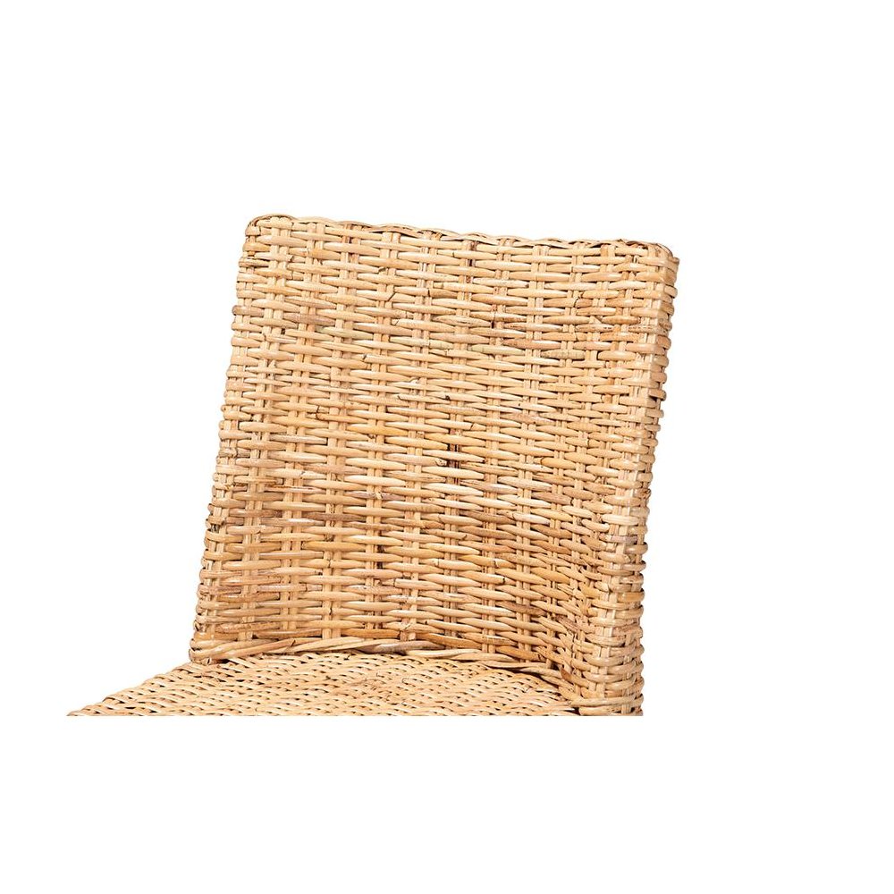 Rowen Bohemian Light Honey Kubu Rattan and Mahogany Wood Dining Chair. Picture 5