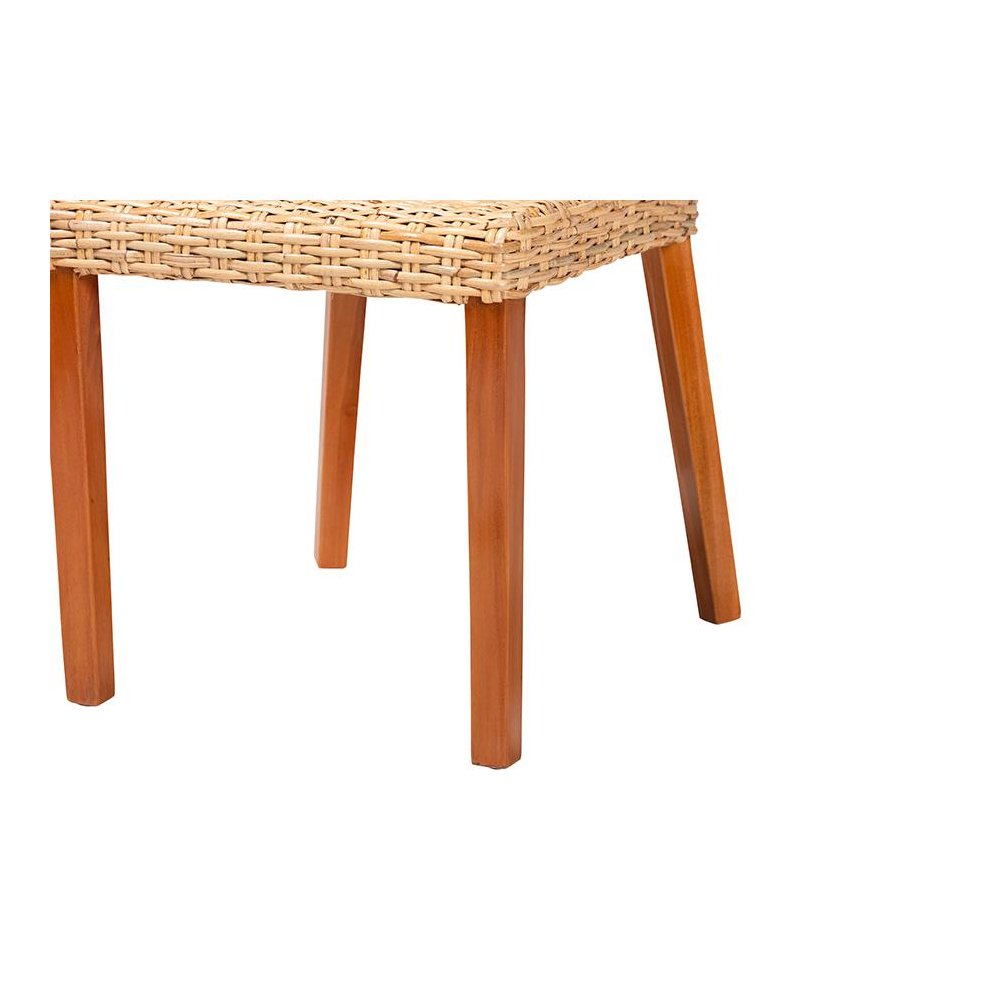 Rowen Bohemian Light Honey Kubu Rattan and Mahogany Wood Dining Chair. Picture 6