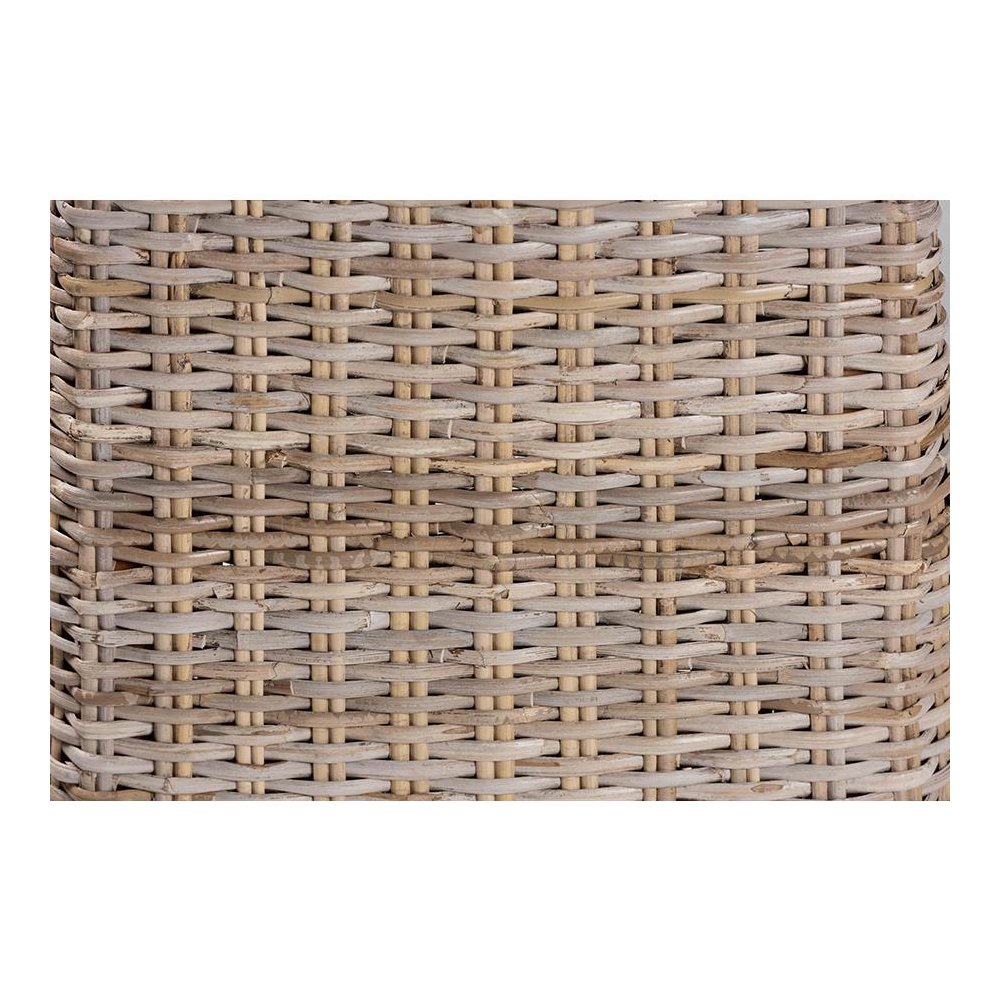 Bohemian Grey Kubu Rattan and Rustic Taupe Finished Mahogany Wood Counter Stool. Picture 7