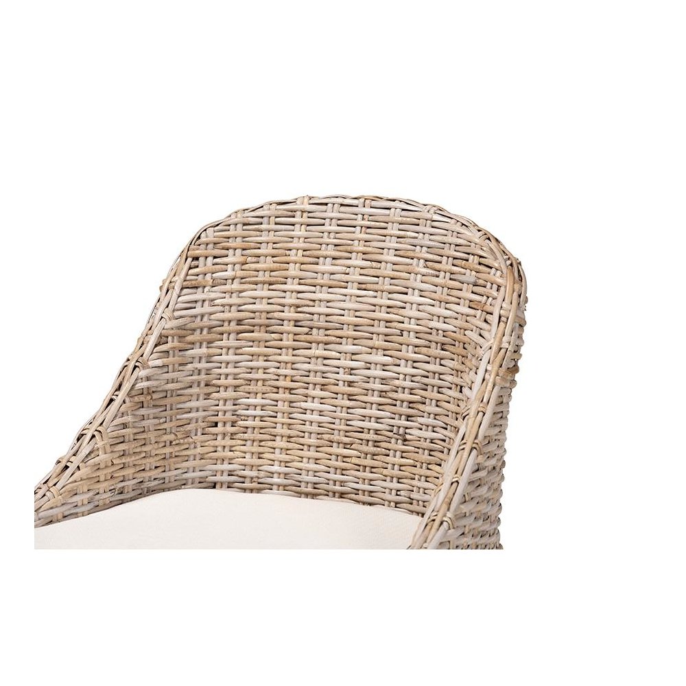 Lara Bohemian Grey Kubu Rattan and Mahogany Wood Dining Chair. Picture 5