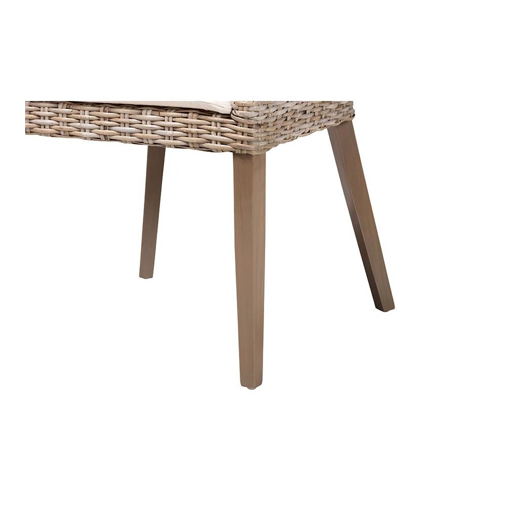 Lara Bohemian Grey Kubu Rattan and Mahogany Wood Dining Chair. Picture 6