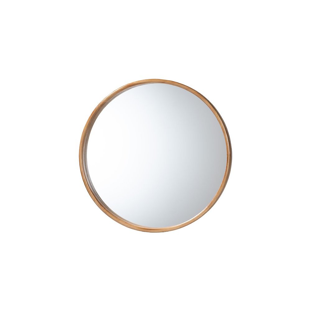 Tazara Japandi Natural Round Accent Wall Mirror. Picture 1