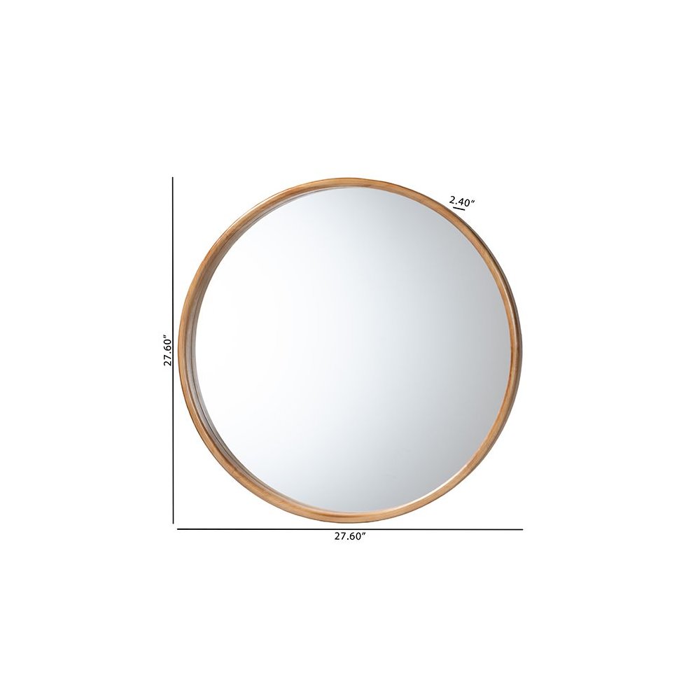 Tazara Japandi Natural Round Accent Wall Mirror. Picture 4