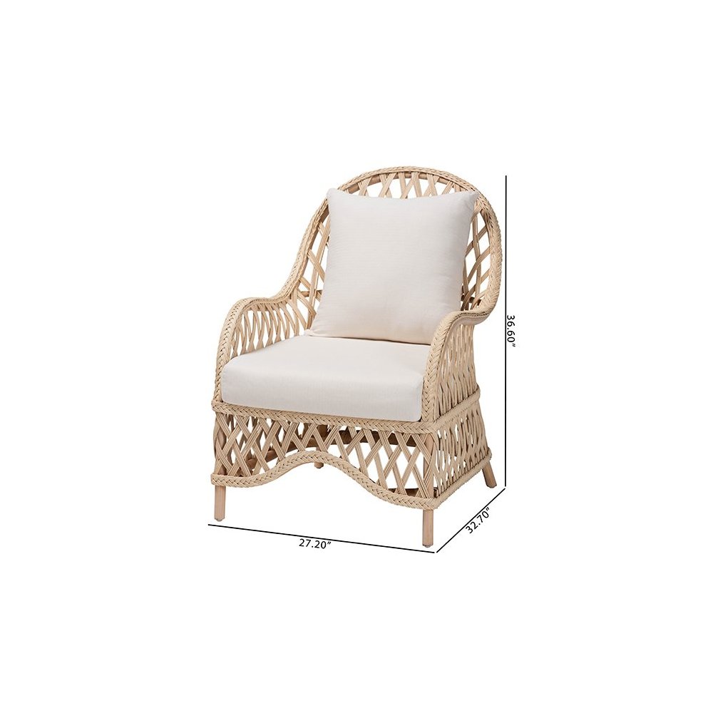 Florence Bohemian Ivory Braided Rattan Arm Chair. Picture 10