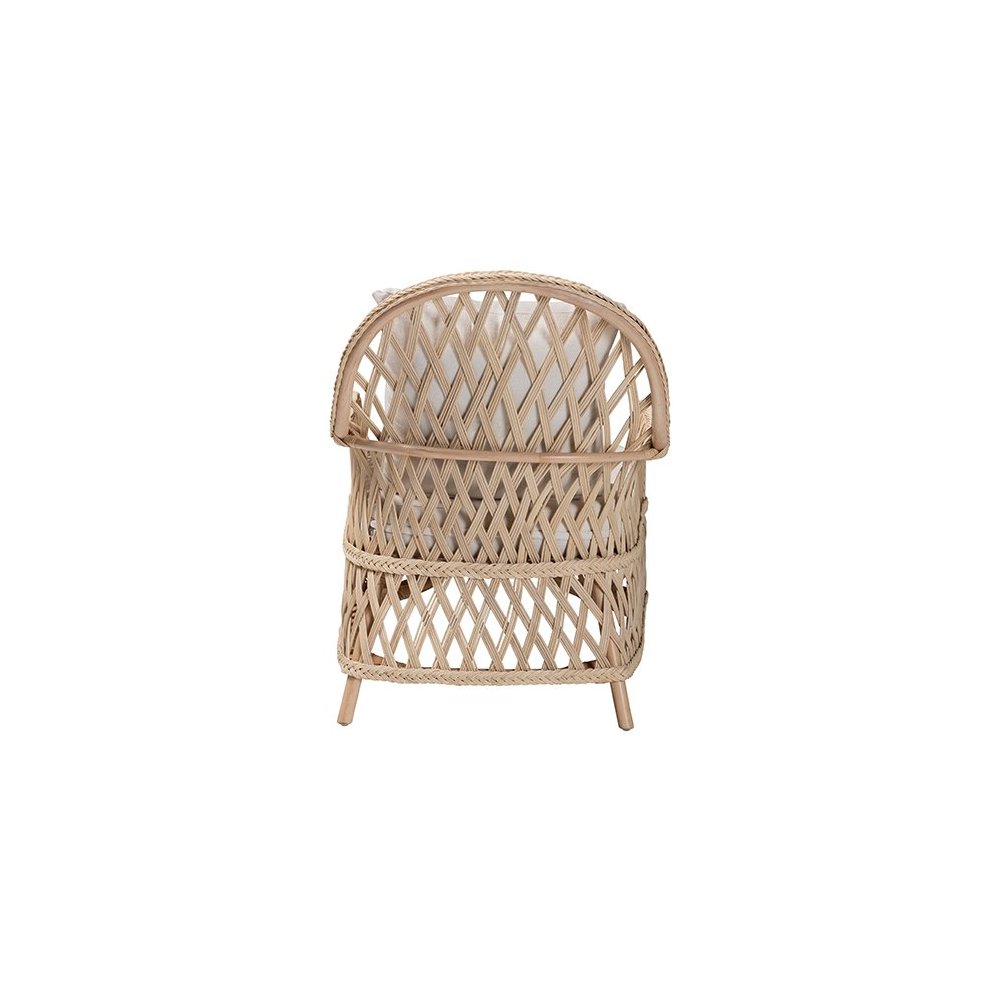 Florence Bohemian Ivory Braided Rattan Arm Chair. Picture 4