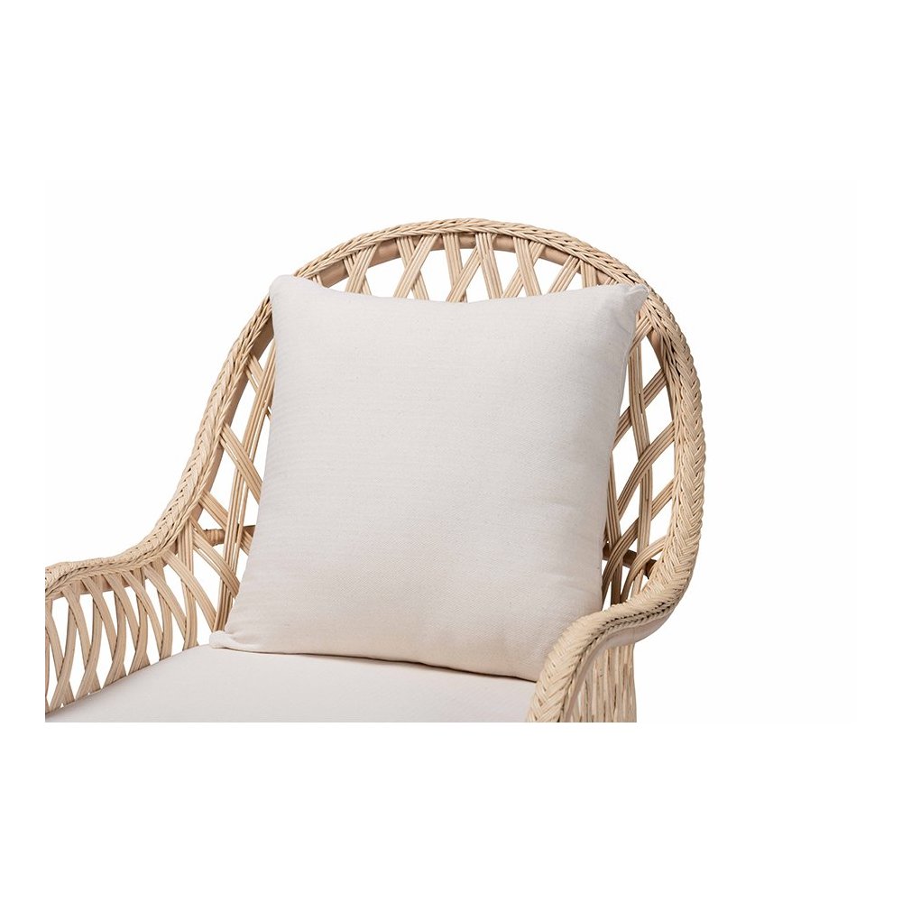 Florence Bohemian Ivory Braided Rattan Arm Chair. Picture 5